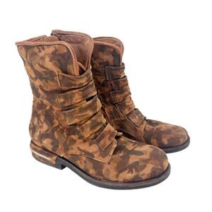 A.S.98 brown camouflage Traver leather Boots women's EU 37 shoes mid-calf